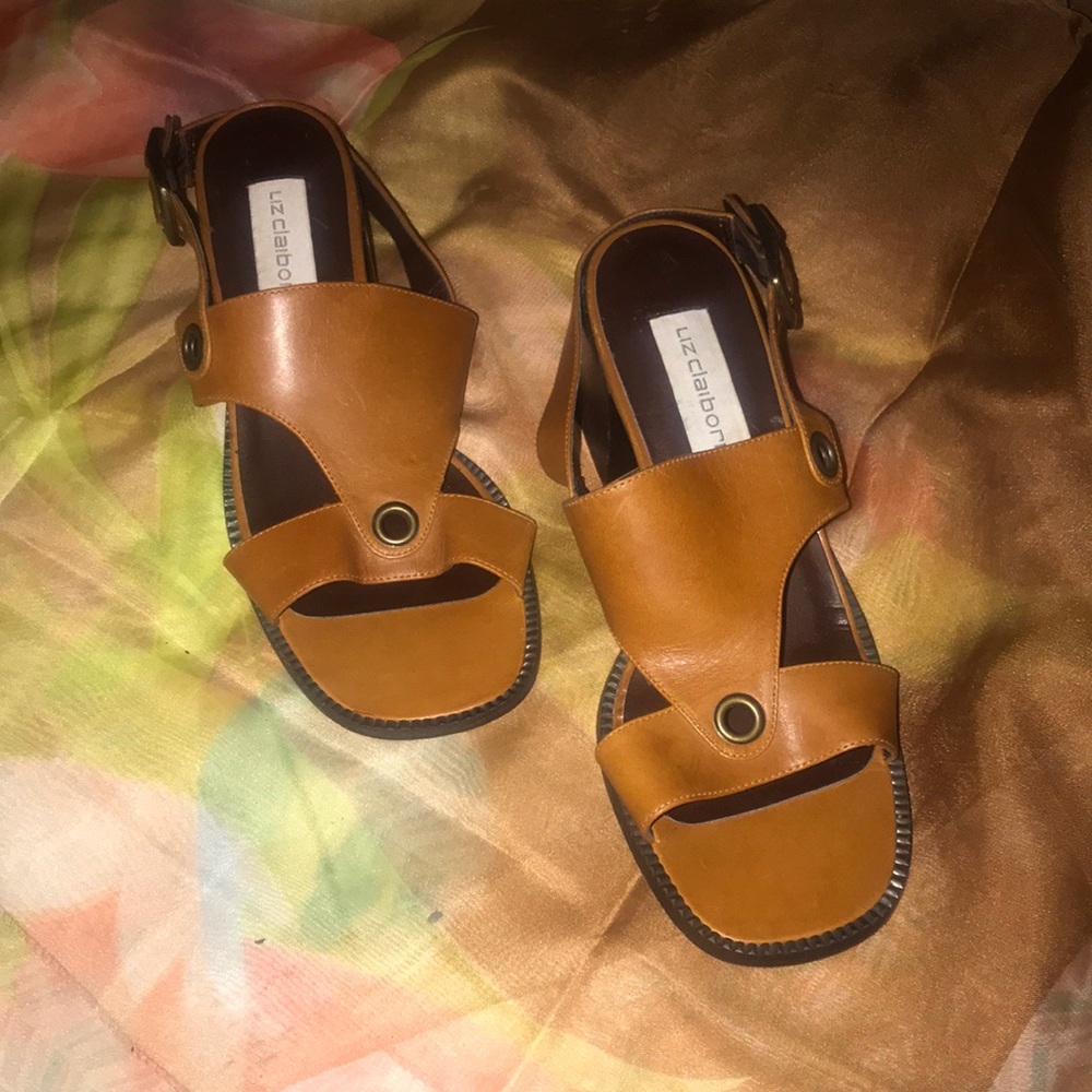 Liz Claiborne size 7 Camel Color sandal w/ wedge heel